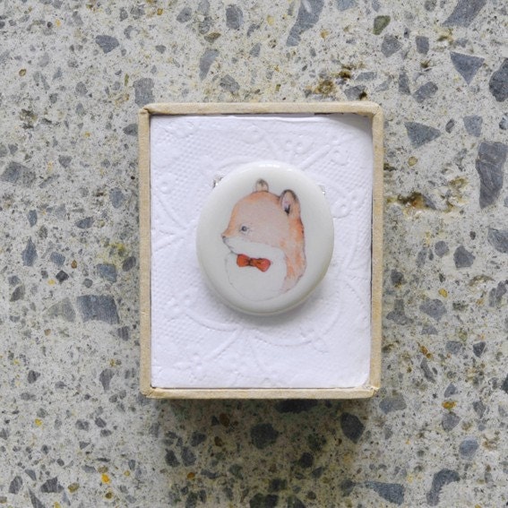 Porcelain Squirrel Brooch
