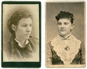 Cartes de visite Photographs- Two Pretty Young Women - Antique 1800s CDV