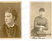 Cartes de Visite Photographs - Two Pretty Young Women - Antique 1800s CDV