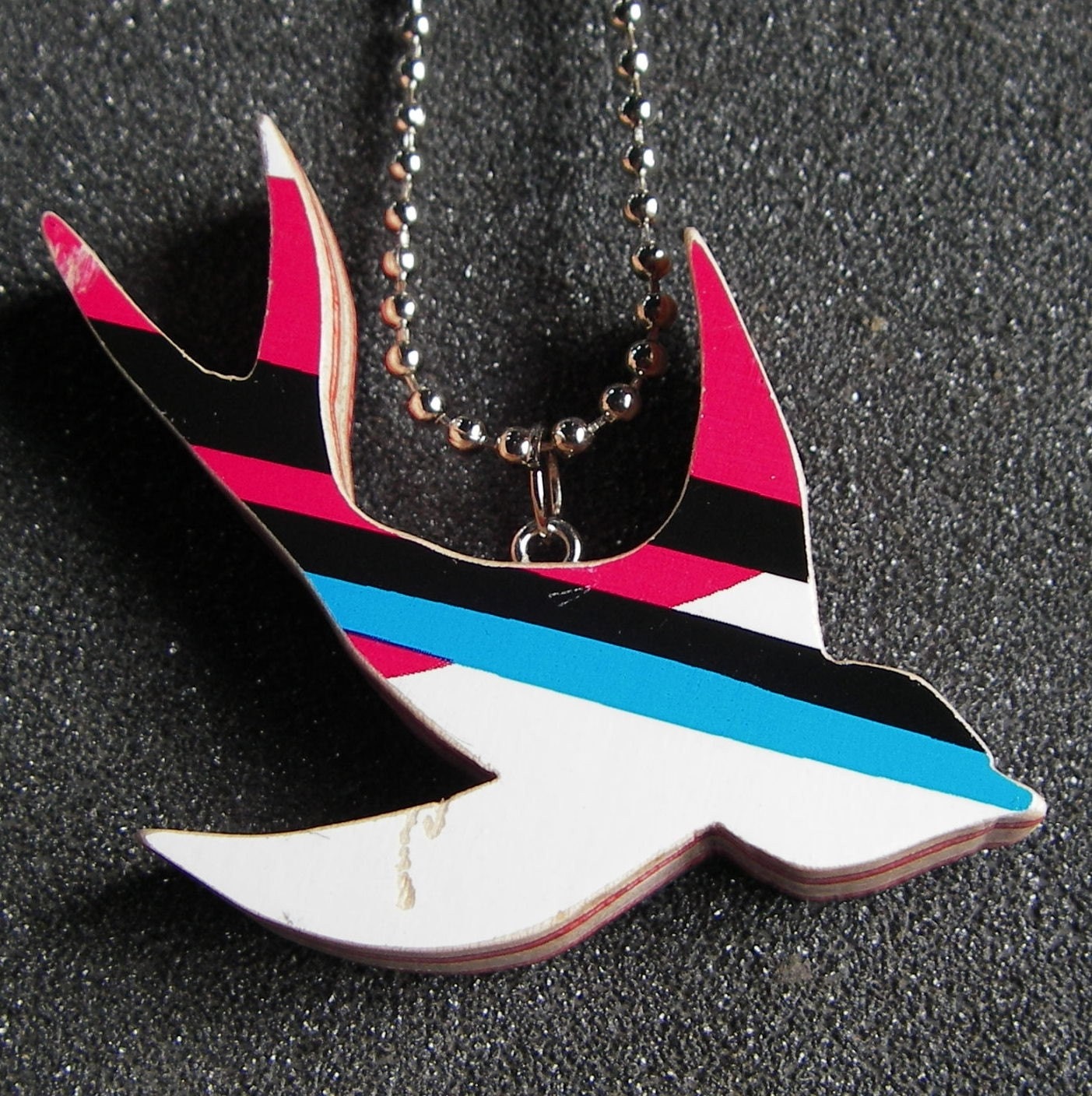 Skateboard Swallow Pendant Recycled