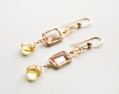 Daisy - Gold / Citrine / Crystal Dangle Earrings
