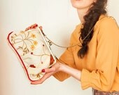 Summer garden---luxury jacquard and leather clutch bag