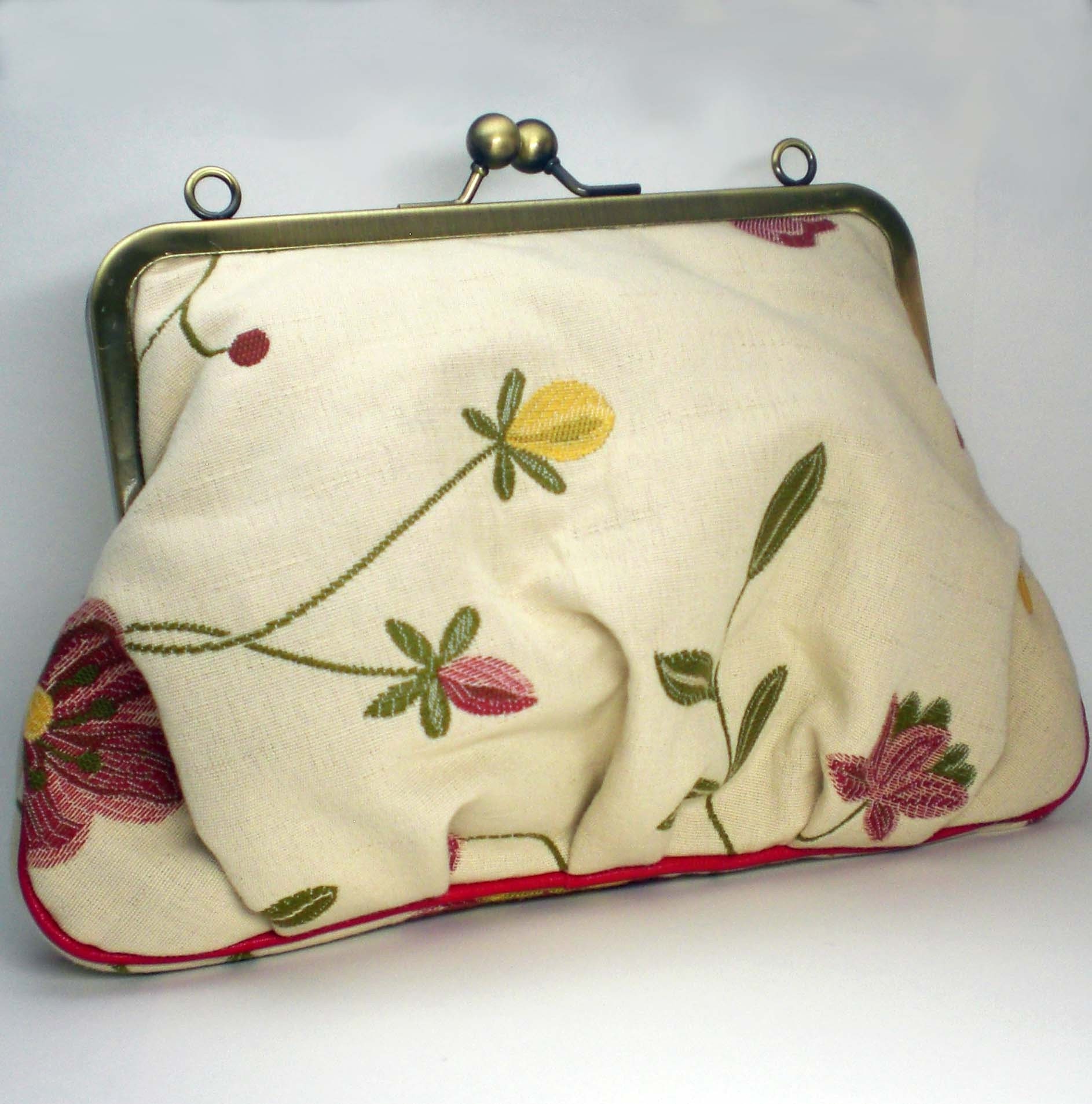 Summer garden---luxury jacquard and leather clutch bag
