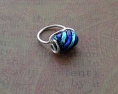 Fine Silver Dichroic Glass Dancing Waters II Ring - Year End Sale