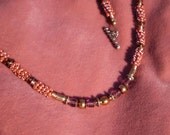 Copper and Soft Mauve Spiral Necklace