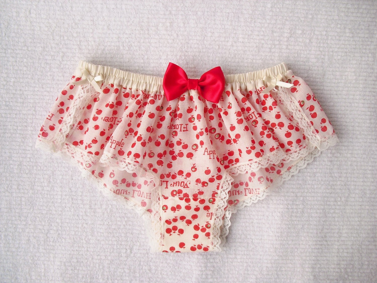 Vintage Linen Apple Printed Sleep Boxer/style RINGO(small)