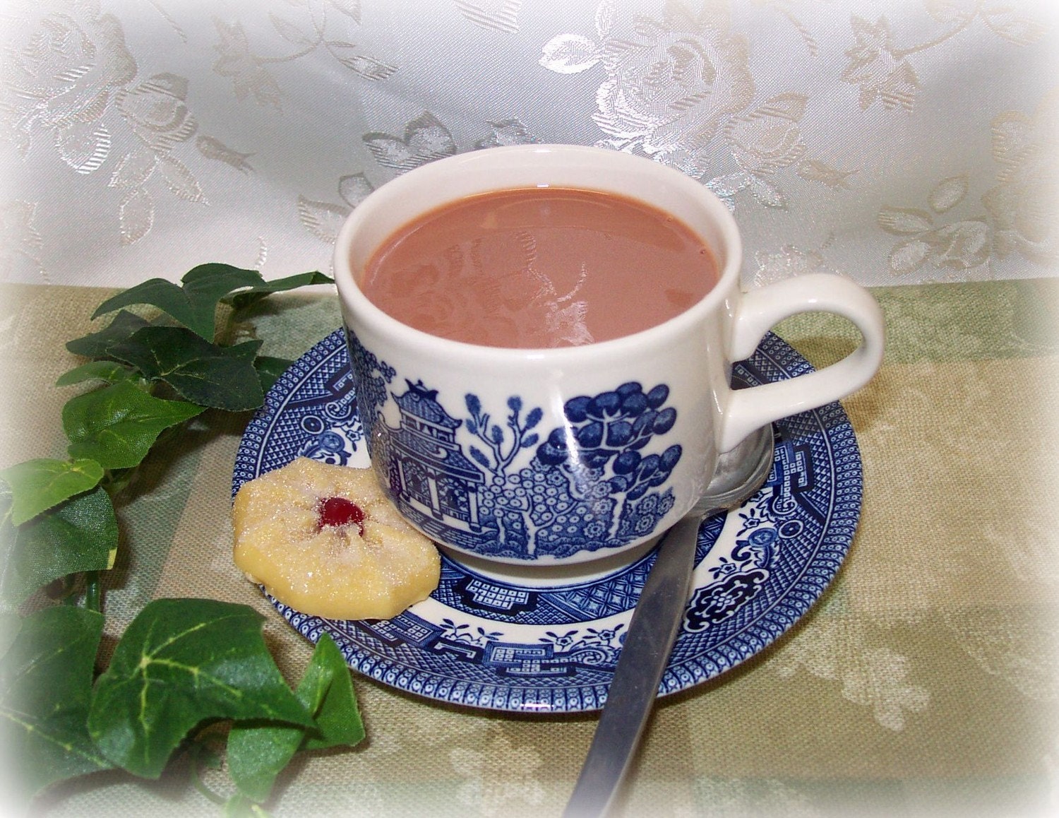 Fake Cup of Coffee With Cream Blue White Cup England Photo Prop