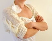 Wedding Bolero Jacket Bridal Shrug Ivory Cable Mohair Shrug Bolero Hand Knit Brides Bridesmaids