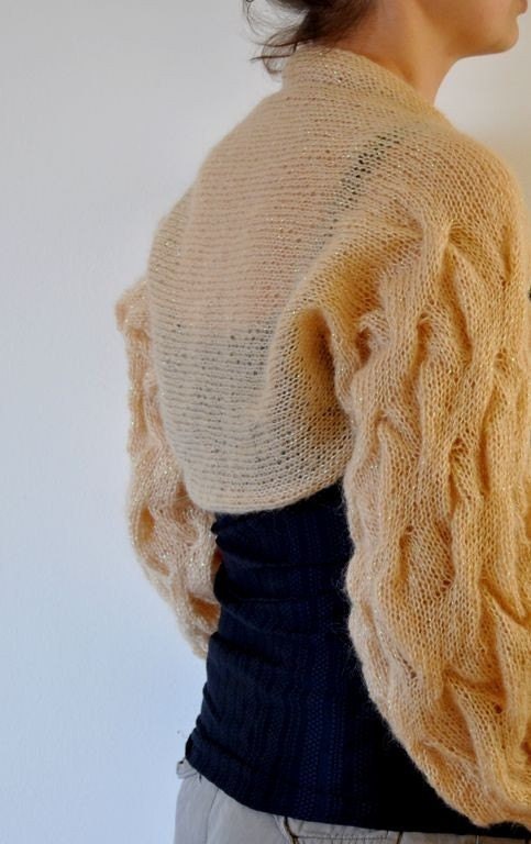 Sweater Cardigan Shrug Bolero Bridal Shrug Long Sleeved Mohair Champagne Brown Amber Honey Romantic Elegant MADE TO ORDER