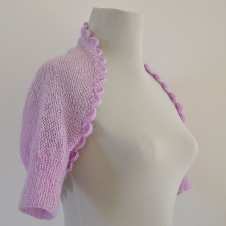 Purple Sweater Shrug Bolero Bridal Jacket Wedding Cardigan Mohair Chic Delicate