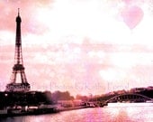 Paris Photos - Paris in Pink Eiffel Tower - Eiffel Tower With Pink Balloon - Whimsical Art - Paris Fine Art Photography 8" x 12"