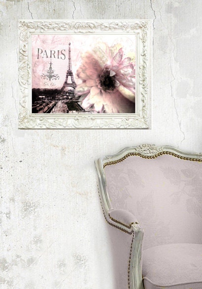 Paris Photography - Dreamy Eiffel Tower Floral Wall Art, Paris Home Decor, Paris Pink Photos, Paris Wall Art Photo 5" x 7"
