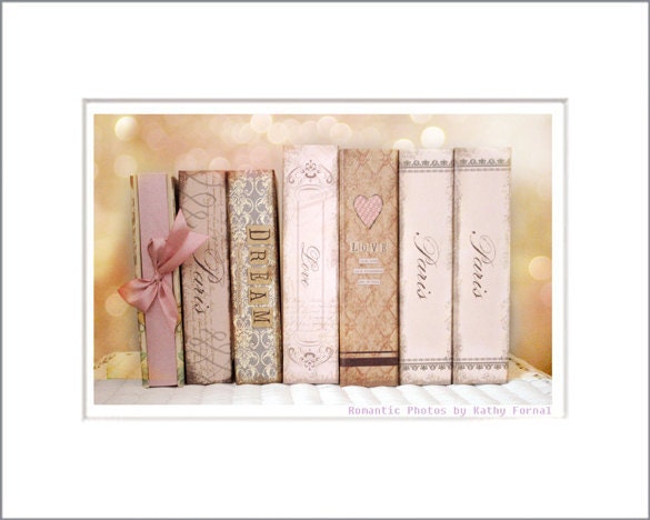 Still Life Photography, Books Photography, Paris Love Dreamy Pink Books, Cottage Art Pink Art Books Photograph 8" x 12"