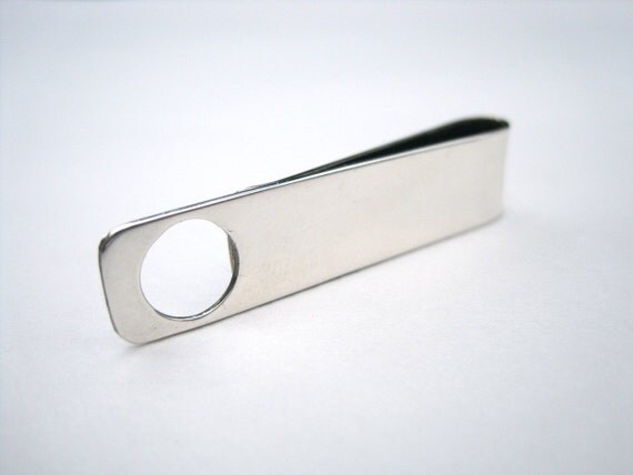Negative Space Circle Tie Bar - Sterling Silver Geometric Tie Clip