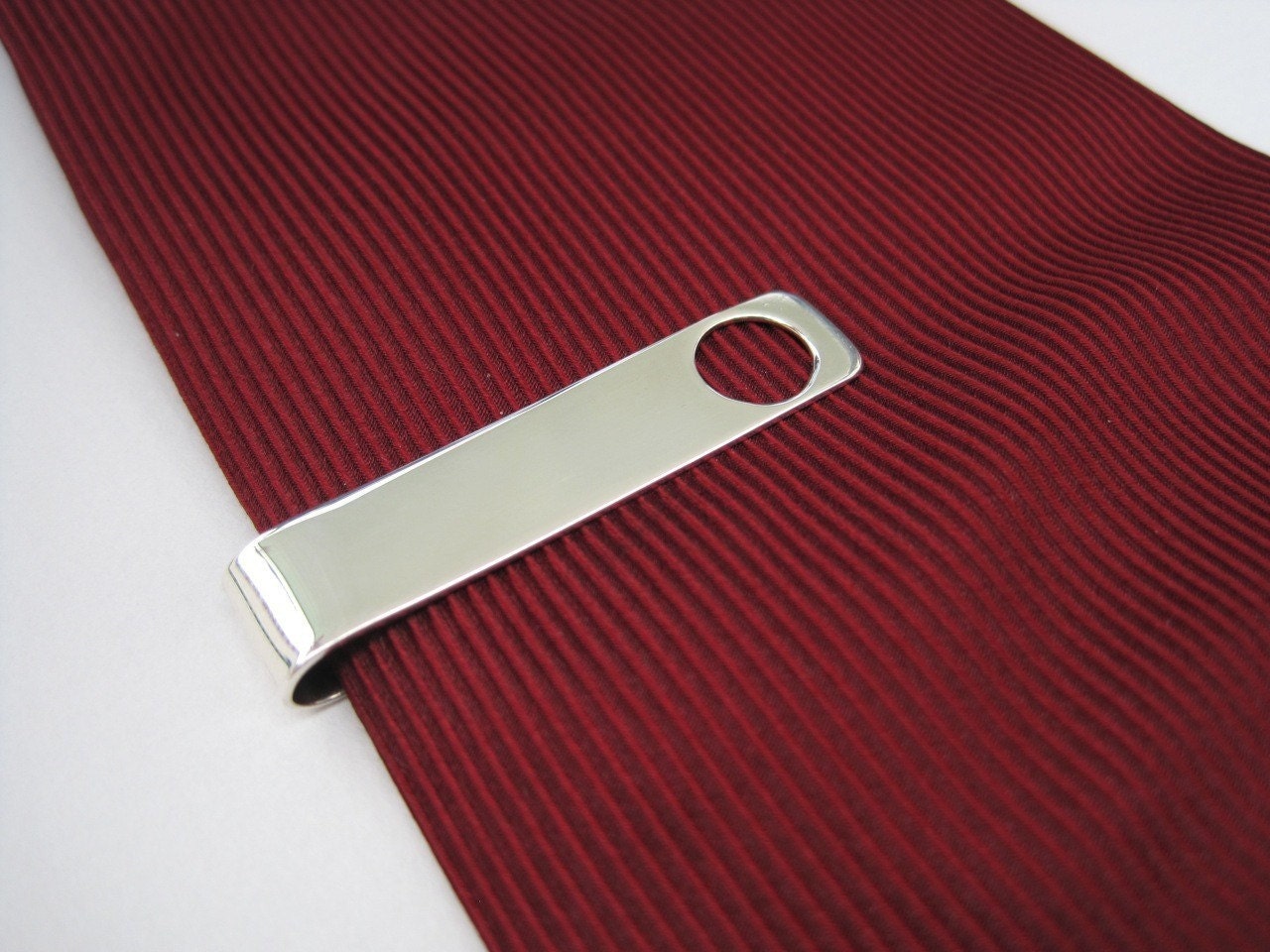Negative Space Circle Tie Bar - Sterling Silver Geometric Tie Clip