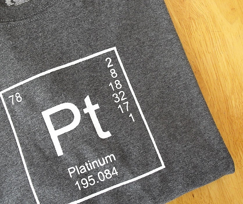 T-shirt - Men's Cotton Science Tee - Periodic Table of Elements Platinum Pt