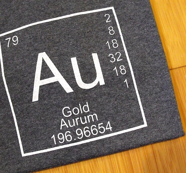 Men's T-shirt - Cotton Tee - Periodic Table of Elements Gold Au Science