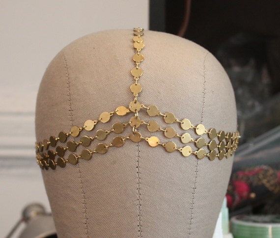 Gold Freedom 7 Strand Coin Headpiece