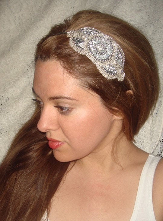 Headband- ROYALE SILVER, Rhinestone Headband,  Headband, Bridal Headpiece, Wedding, Bridal Headband,  Accessories, Sequin Headband