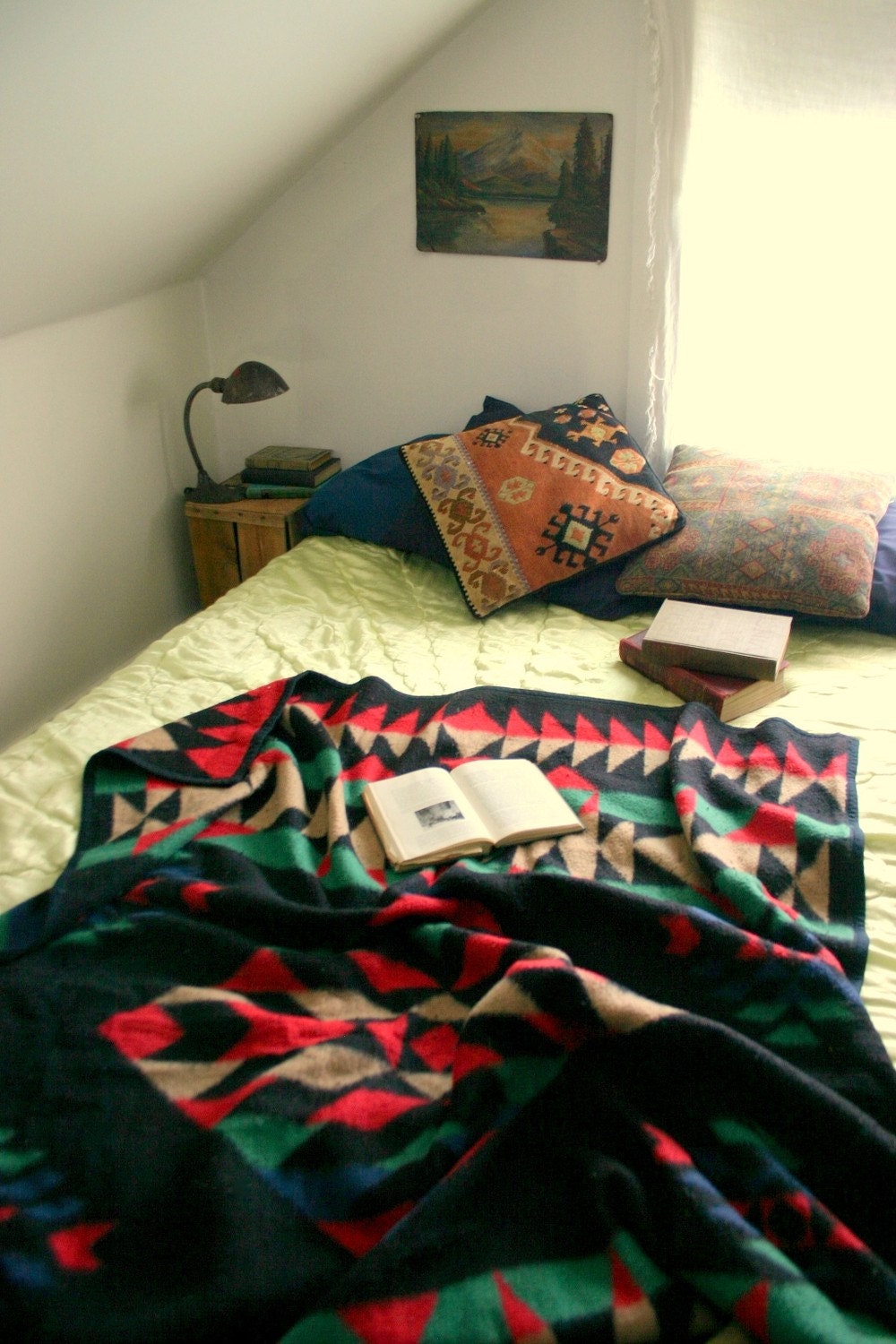 Vintage Pendleton Style Fleece Blanket