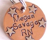 Personalized STETHOSCOPE ID TAG - Handmade Copper and Sterling Silver