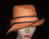 Tangerine Wide Brim with brown trim