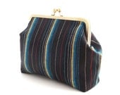 Italian Stripes Holiday Beach Vacation Clutch Purse Linen Bag