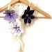 Scarf with 3D felted flowers and crochet leaves freeform white blue lavender "Clematis"