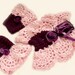 SALE Crochet neckwarmer cowl scarf and cuffs SET. Pink purple ruffle Victorian style. Winter Sale