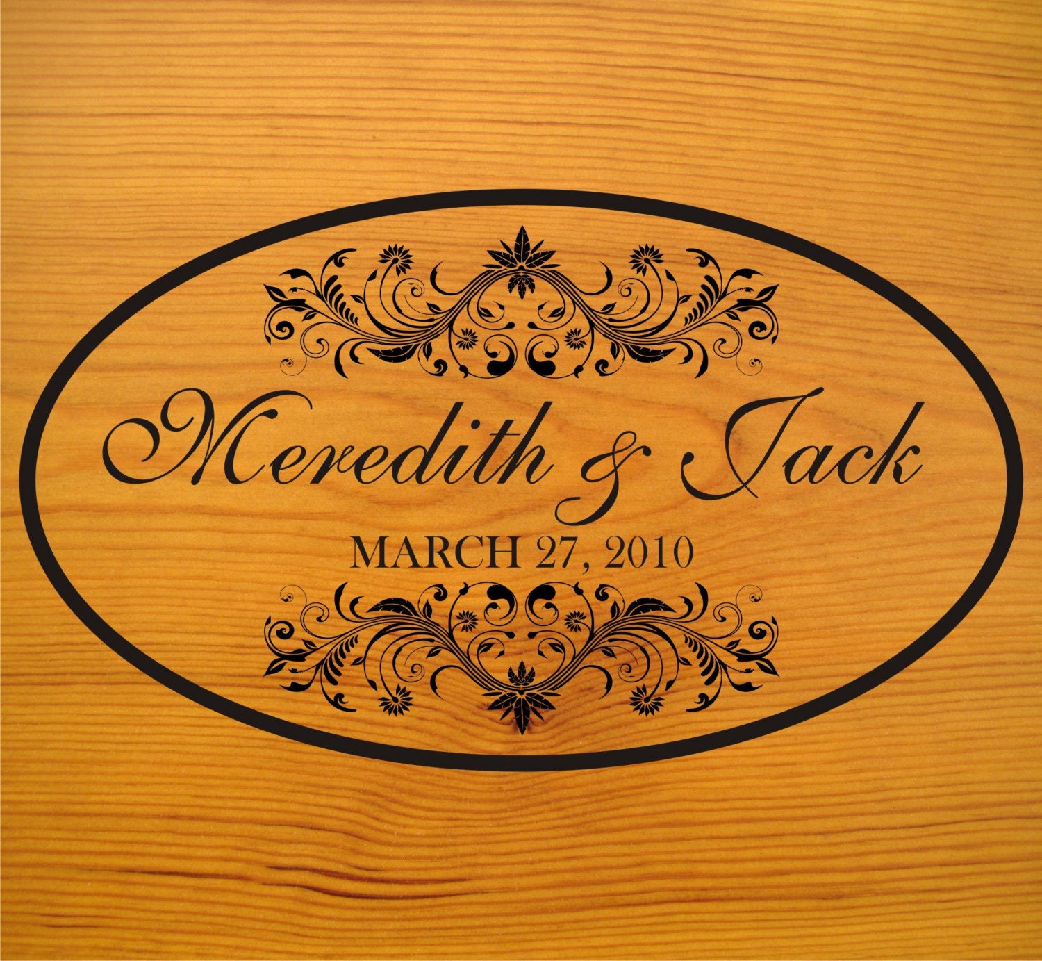 XL 40x70 in. Elegant Oval Wedding Monogram Vinyl Dance Floor Decal