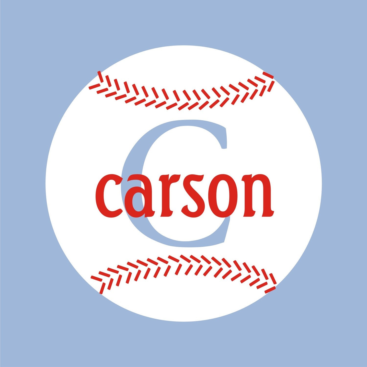 TWO color Baseball with Monogram and Name Vinyl Wall Decal (k-040)