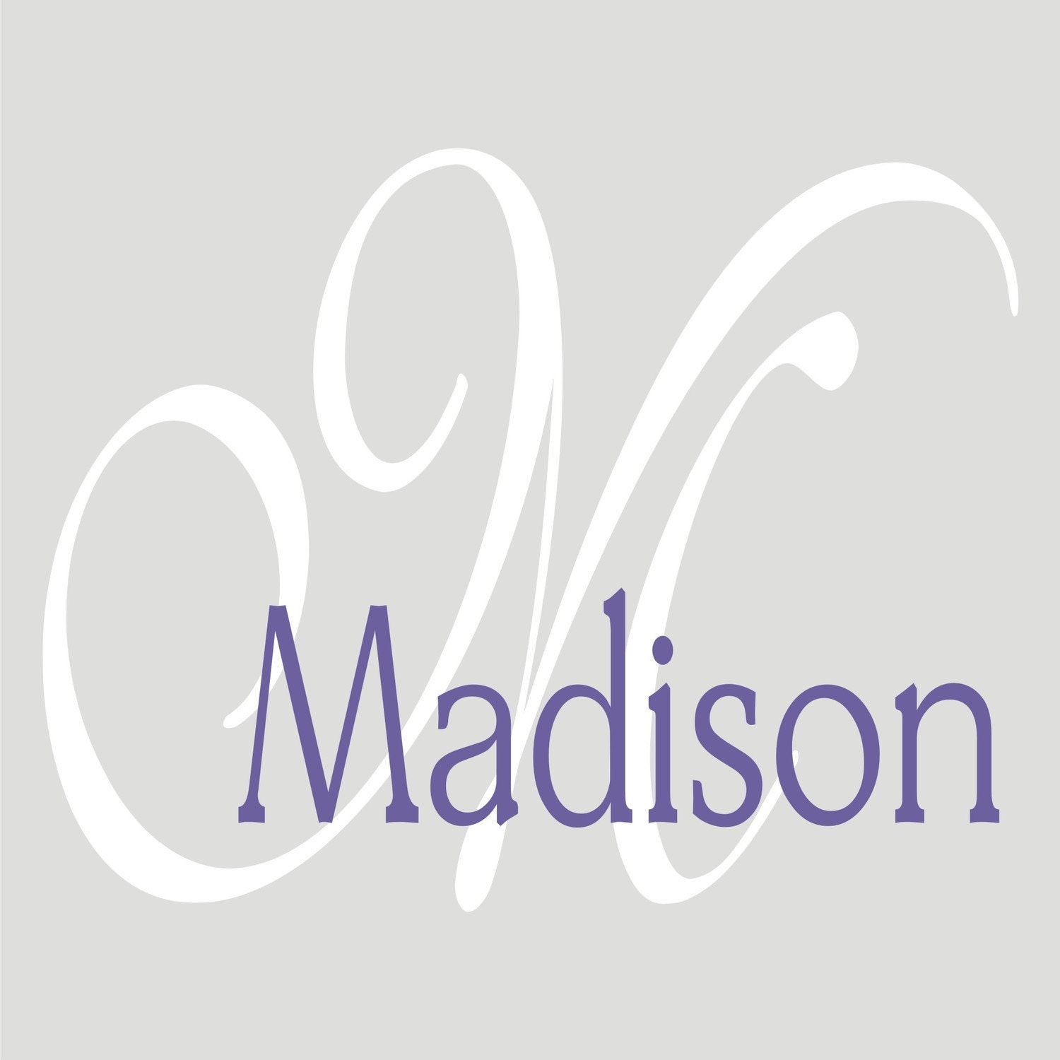 LARGE Elegant Monogram and Name Vinyl Wall Decal