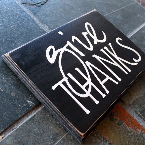 GIVE THANKS rustic wood sign