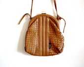 Vintage Sarne by Jeny purse woven faux leather in brown