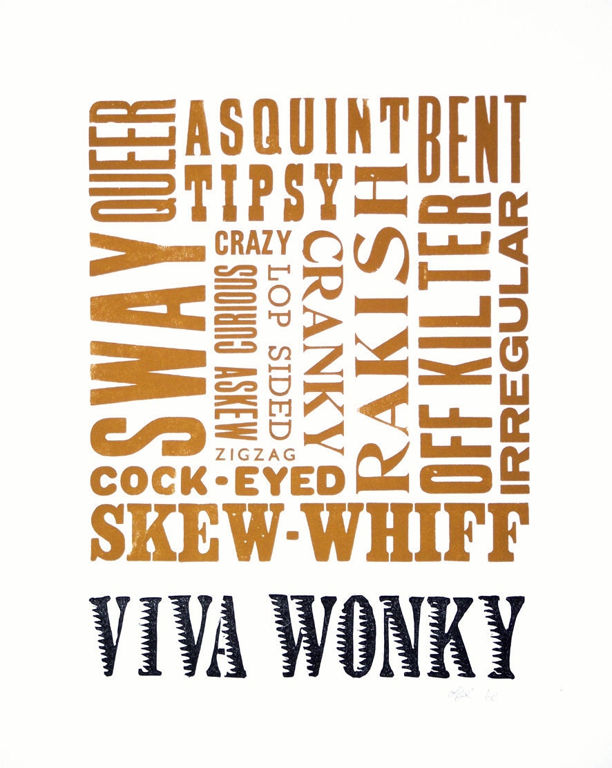VIVA WONKY  Handmade letterpress print poster