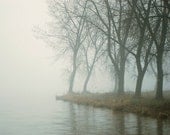 Dreamy surreal fog landscape,  forest woodland, riverfront trees, autumn, home decor wall art - Misty River 8 x 10 - gbrosseau