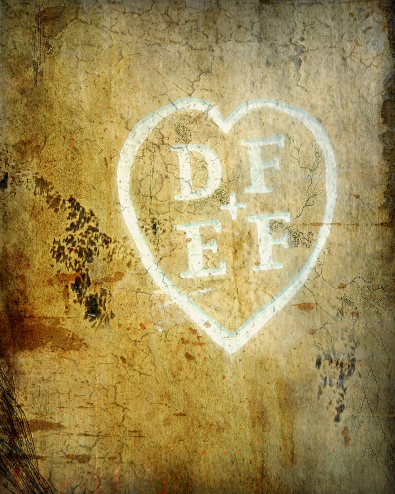 Wall art golden yellow heart romantic Valentine's day romance -  Graffiti love 8 x 10