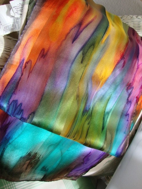 Hand Dyed Over the Rainbow Silk Scarf