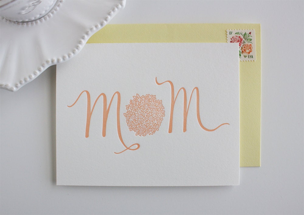Letterpress MOM Card - MOM Bouquet - Birthday