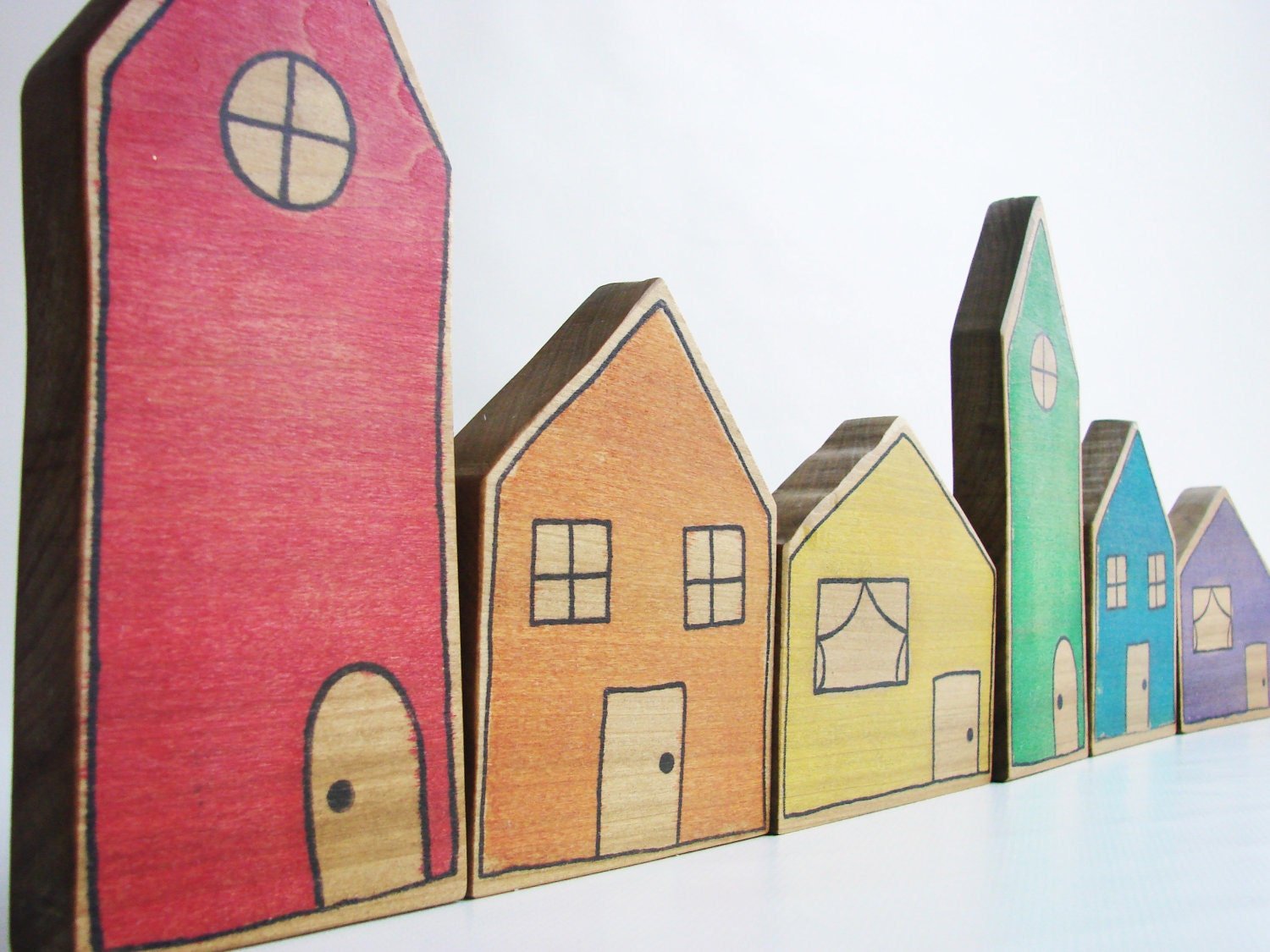 Rainbow Village Blocks - A Waldorf and Montessori Inspired Stacking, Building, and Pretend Play Learning Toy