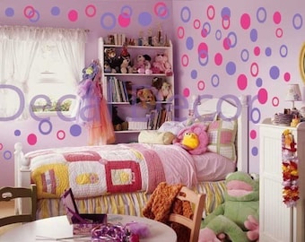 Vinyl Wall Art 198 RINGS and POLKA DOTS Circles Vinyl Wall Decal Sticker Wall Decor Appliques