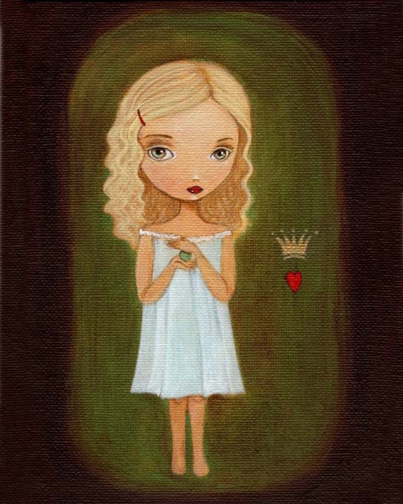 Girl Art Print, Fairytale Art, Girls Room Art, Nursery Art, Children's Art,  Children's Decor, Cute, Poster - Princess & The Pea 8x10 Print