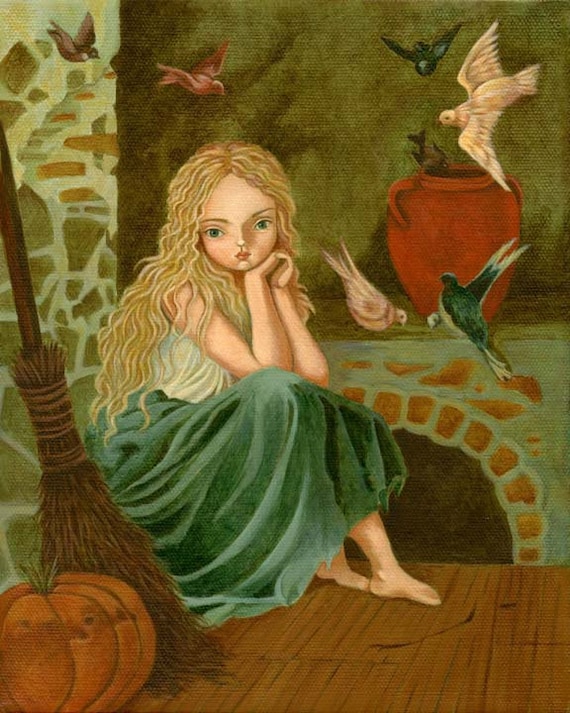 Children's Art, Girls Room Art, Fairytale Art, Poster, Girl Art Print, Girls Decor, Art for Girls, Art for Kids - Cinderella 8x10 Print