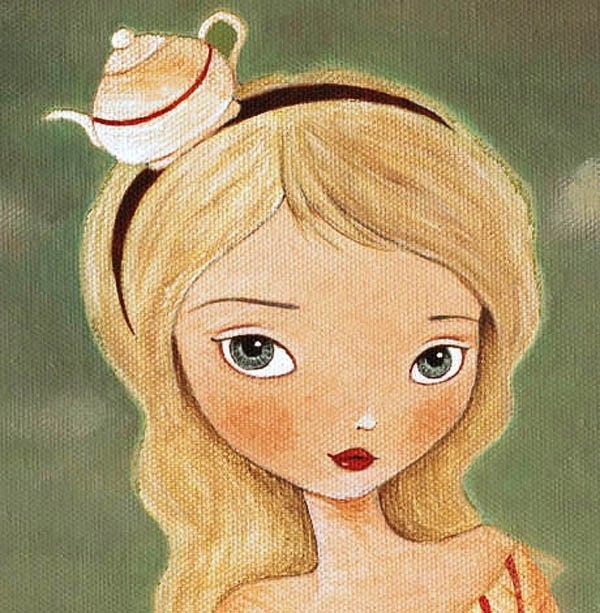 Alice In Wonderland Art, Girl Art Print, Nursery Art, Children's Art, Girls Room Art, Poster, Art for Children - A Tea Party 8x10 Print