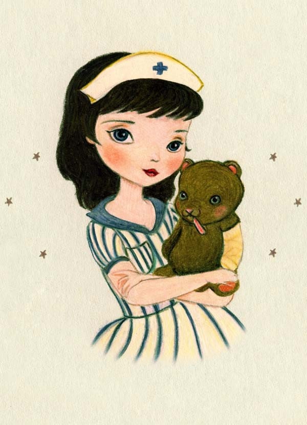 Girls Room Art, Nursery Art, Children's Art, Nursery Art Girl, Children's Decor, Poster, Girl Art Print, Art for Kids - Little Nurse 8x10 