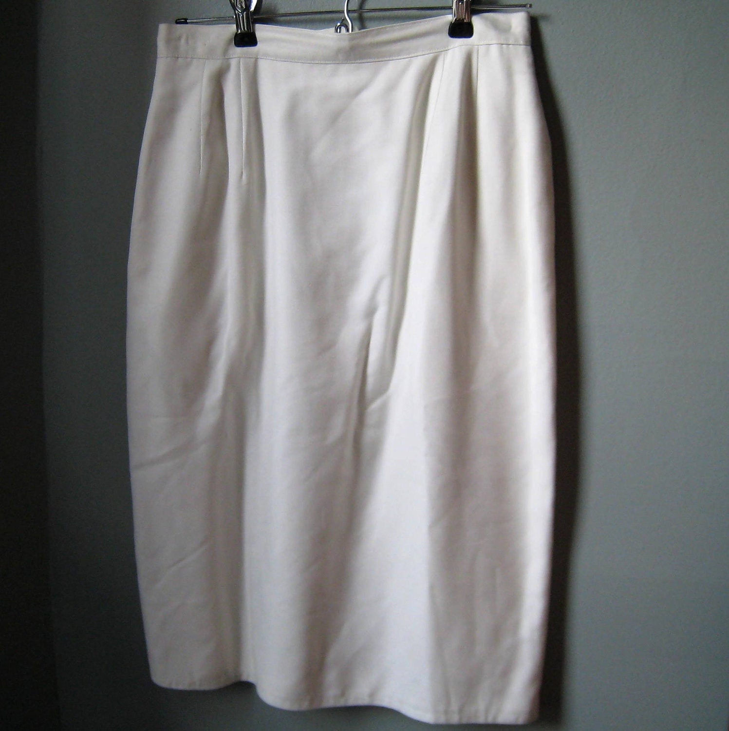 Gorgeous 1950s Cream Pencil Skirt with Pockets, Small, Size 4 or 6
