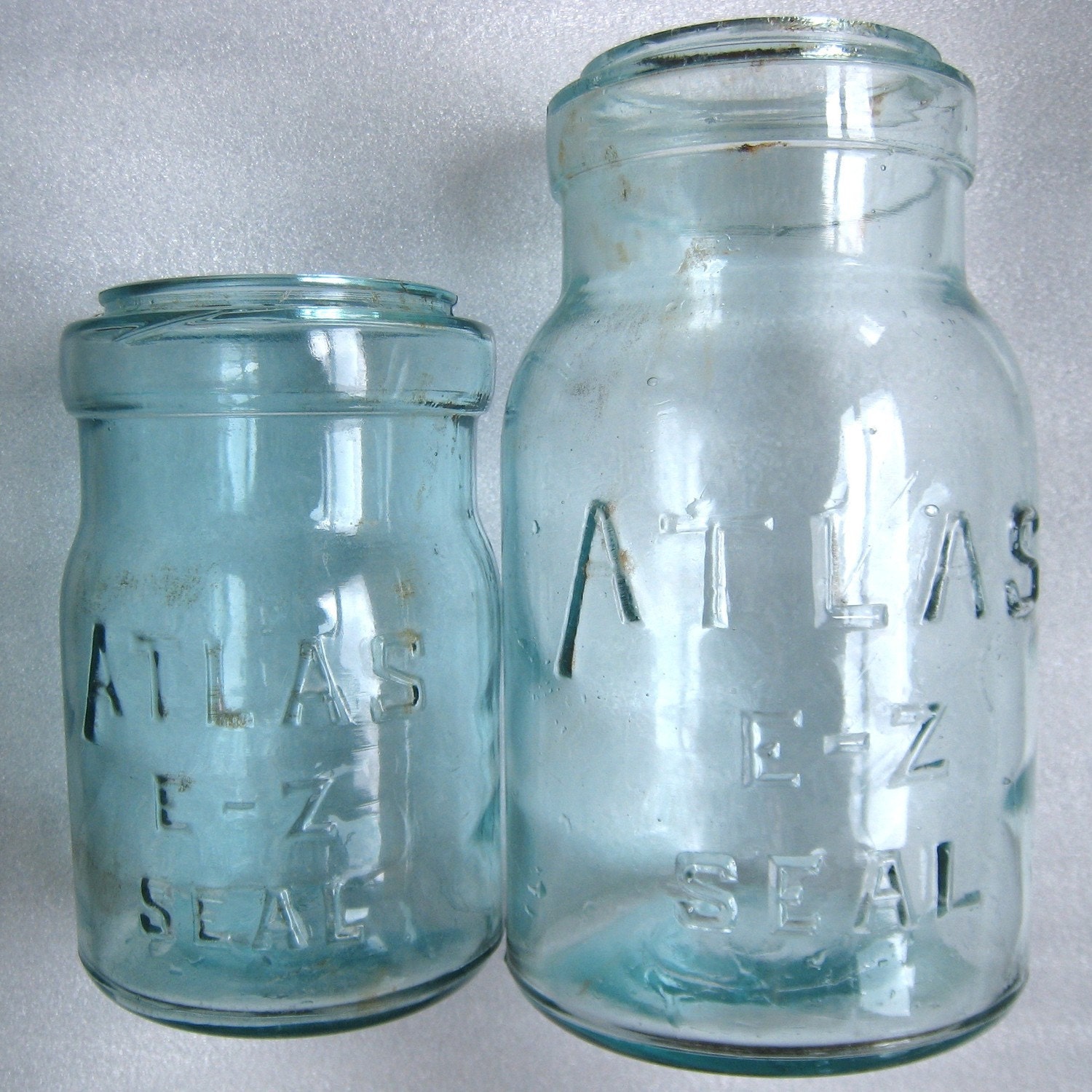 Set of Two Blue Atlas E-Z Seal Jars