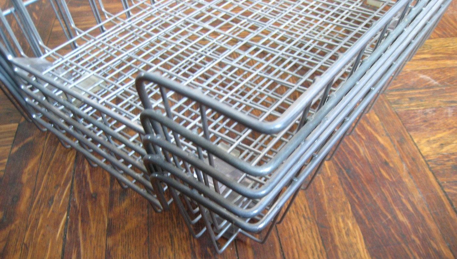 Set of Five Metal Stacking File Baskets by REtroCYCLEd on Etsy