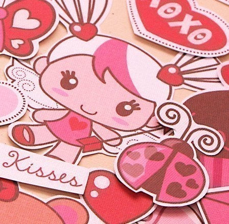 Valentine Collage Sheet with icons for Valentine's Day crafts - Printable PDF from the Sweetheart Collection 0069