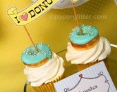 Donuts Party Kit - birthday baby showers or breakfast party Editable Text Printable PDF-You personalize. Complete Set 0009